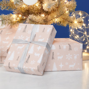 Modern wit herten bos patroon cadeaupapier