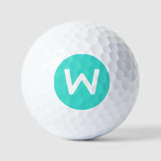 Modern wit Initiaal Letter | Turquoise blauw Golfballen