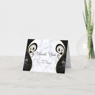 Modern wit - Marble Black Abstract Dank je Bedankkaart