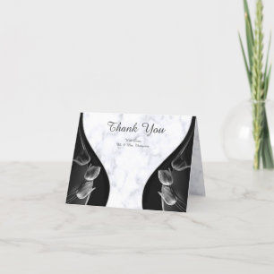 Modern wit - Marble Black Abstract Dank je Bedankkaart