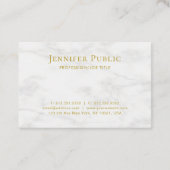 Modern wit marmer elegante gouden tekst Sjabloon Visitekaartje (Achterkant)