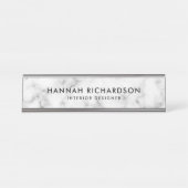 Modern wit marmer | Gepersonaliseerd Bureau Naambordje (Voorkant)