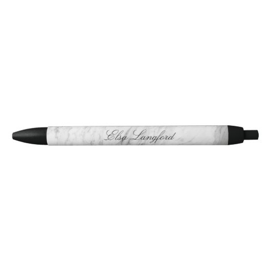 Modern wit marmer gepersonaliseerd zwarte inkt pen (Voorkant)