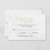 Modern wit marmer goud script | Bruiloft RSVP (Voorkant)