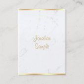 Modern wit marmer gouden script luxe Sjabloon Visitekaartje (Voorkant)