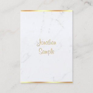 Modern wit marmer gouden script luxe Sjabloon Visitekaartje