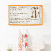 Modern wit marmer Handyman automatische reparatie Spandoek (Insitu)