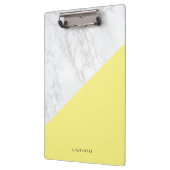 Modern wit marmer met geel blok gepersonaliseerd klembord (Links)