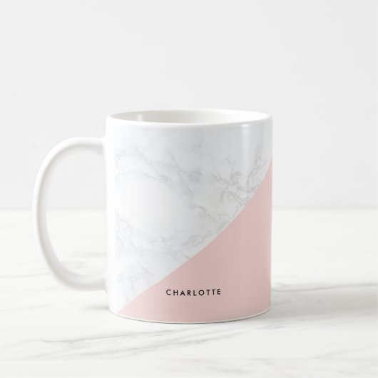 Modern wit marmer met roze Mok (Links)
