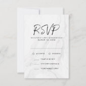 Modern wit marmer script | Bruiloft RSVP Menu (Voorkant)