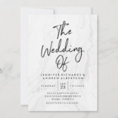Modern wit marmer script | Huwelijksuitnodiging Kaart (Voorkant)