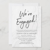 Modern wit marmer script | Verlovingsgroep Kaart (Voorkant)