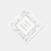 Modern wit marmer zilveren glitter bruiloft papier servet (Hoek)