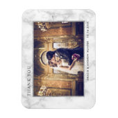 Modern wit marmer zilveren glitter dank u foto magneet (Verticaal)