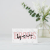 Modern wit marmeren script blush roze wenkbrauwen  visitekaartje (Staand voorkant)