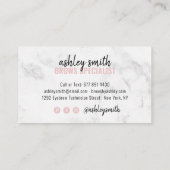 Modern wit marmeren script blush roze wenkbrauwen  visitekaartje (Achterkant)