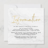 Modern wit marmeren script | Trouwinformatie Kaart (Voorkant)