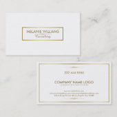 Modern wit met geometrisch goud accent visitekaartje (Voorkant / Achterkant)