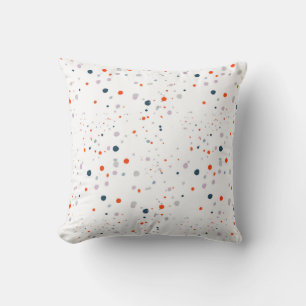 Modern wit met oranje, marineblauwe en grijze stip kussen