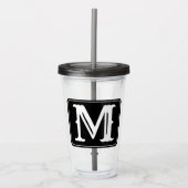 Modern  wit monogram acryl drinkbeker (Voorkant)