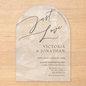 Modern Wit Niets Fancy Alleen Liefde Trouwen Acryl Uitnodigingen (Voorkant)