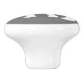 Modern wit olifant silhouet & grijs keramische knop (Zijkant)