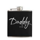 Modern Wit op Zwart Daddy Script Custom jaar vader Heupfles (Voorkant)