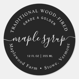 Modern wit op zwart Maple Syrup Label