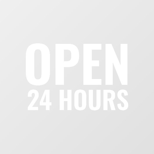 Modern Wit Open 24 Uur Raamsticker (Vel)