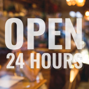 Modern Wit Open 24 Uur  Raamsticker