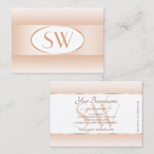 Modern wit pastelroze ombre ovaal Lijst monogram Visitekaartje