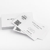 Modern | Wit | QR-code & Logo | Minimalistisch Visitekaartje