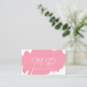 Modern Wit Roze Aangepast Monogram QR Code Minimaa Contactkaartje (Staand voorkant)