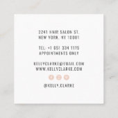 Modern wit roze haar salon script handtekening naa vierkante visitekaartje (Achterkant)