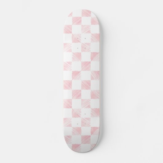 Modern wit roze vierkanten dambord skateboard (Voorkant)