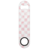 Modern wit roze vierkanten dambord speed flessenopener (Voorkant)