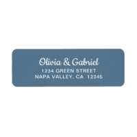 Modern wit script. Blue Wedding Return-adres