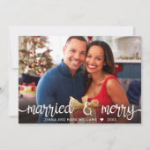 Modern wit script, gehuwd en foto van Merry Feestdagenkaart (Voorkant)