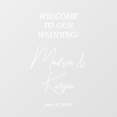 Modern wit script Koppels Namen Bruiloft Welkom Raamsticker (Vel)
