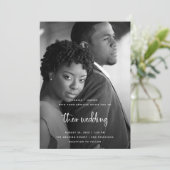 Modern wit script met foto | Bruiloft Kaart (Staand voorkant)