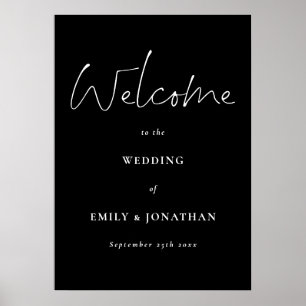 Modern wit script zwart Welkom bij Wedding Poste Poster