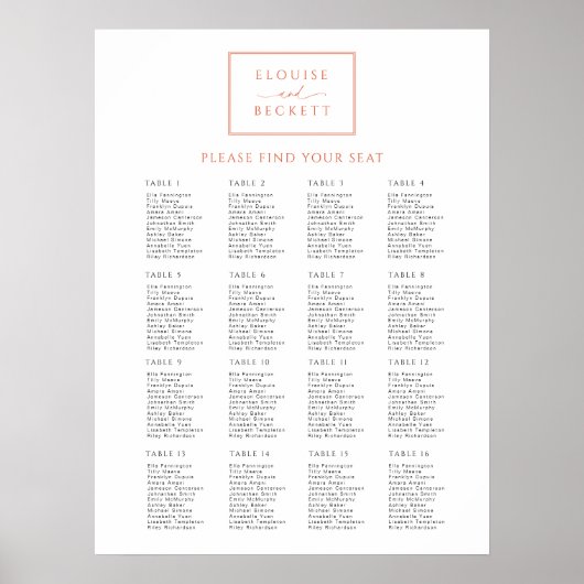 Modern Wit Sinaasappel Trouwstoel Grafiek Poster (Voorkant)