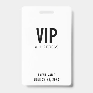 Modern Wit VIP Alle Toegang QR Code Event Badge