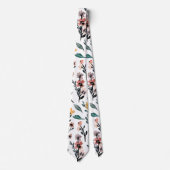 Modern wit Waterverf botanisch bloemmotief Stropdas (Voorkant)