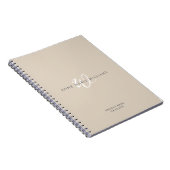 Modern Wit Wit Schreef Monogram Notitieboek (Rechterzijde)