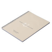 Modern Wit Wit Schreef Monogram Notitieboek (Linkerzijde)