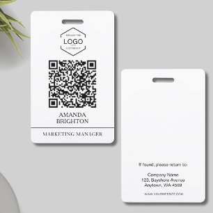 Modern Wit Zwart Business Logo QR Code Badge