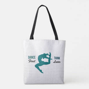 Modern wit, zwart en Blauwgroen dans Quote Draagtas