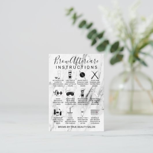 Modern wit zwart marmer wenkbrauwen nazorg pictogr visitekaartje (Staand voorkant)