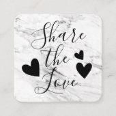 Modern wit zwart marmeren script aanbevelingskaartje (Voorkant)